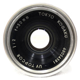 Vintage 1960's Tokyo Kogaku UV Ultra Violet Topcor Topcon 50mm f/2 Prime Camera Lens for Topcon, Unirex, IC-1 35mm Cameras, Serial 68054581