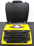 Vintage Yellow Brother Charger 11 Portable Typewriter, Retro Look, Black Case