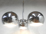 Mid Century Chrome Ceiling Light Fixture Chandelier 3 Feet, Atomic Age, 3 Swiveling Chrome Balls, Eames Reggiani Style