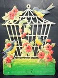 2 Vintage West German Caged Birds and Dogs Displays Cardboard Advertising, Birds, Cages and Poodles