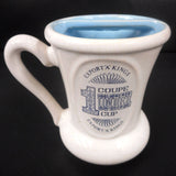 Vintage Barber Mustache Cleaning Porcelain Cup 4", Export A Kings Cigarette Advertising, Golfing Scene