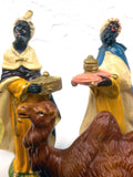 8 Vintage Christmas Manger Creche Figurines in Paper Maché made in Italy, Nativity Set with Kings, Beggar, Camel