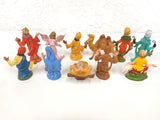 11 Vintage Christmas Manger Creche Figurines Made in Italy, Matching Set, Angel, Kings, Wizards, Beggar, Camel, Baby Jesus, Mary, Joseph