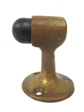 Antique Solid Brass Door Stopper 3" with Original Rubber, 3 Screw Plate, Industrial
