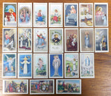 Lot of 23 Antique 1920's Miniature Lithograph Holly Catholic Cards Printed by Cromo NB Italy, Gold Paint