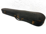Antique Estate Violin with Bow and Wooden Case, Old Oil Varnish, Aubert Bridge, Poehland Rest, Signed Halus & Bodruger Luthiers