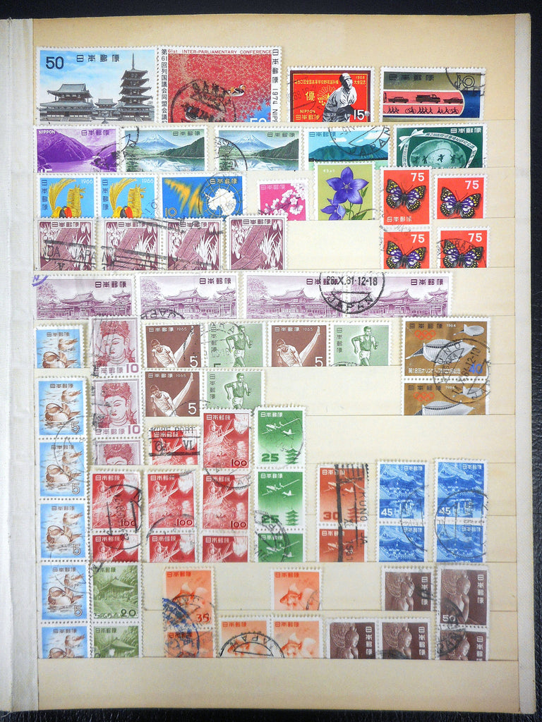 1950-1970 Japanese Stamps Estate Collection Lot of 70+, Tokyo 1964 Olympics, 1965 Antarctic Expedition, 1958 Kanmon Tunnel