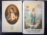 Lot of 5 Antique 1910's French Paris Religious Holly Prayer Cards Lithographs, Jesus and Mary Sacred Hearts, Saudinos, Boumard, Letaille,