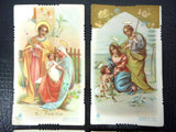 Lot of 4 Antique 1920's Religious Mini Cards Lithographs from Italy, Catholic Holly Scenes, Color, Jesus, Mary and Joseph