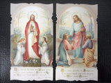Lot of 6 Antique 1910's French Paris Religious Holly Prayer Cards Lithographs, Color & Gold Paint Details, Jesus Catholic Holly Scenes