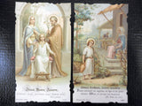 Lot of 6 Antique 1910's French Paris Religious Holly Prayer Cards Lithographs, Color & Gold Paint Details, Jesus Catholic Holly Scenes