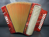 Vintage Hohner Corso Diatonic Accordion G/C Keys, 8 Bass 21 Treble, Made in Germany, Deep Red