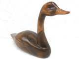 Large Vintage Wooden Duck 20" Solid Oak, Hand Carved in Quebec, Signed