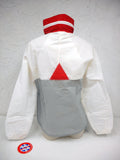 Vintage 1980s K-Way Kway Jacket Windbreaker, Zip Up Waterproof Raincoat, Size 5, Model 126, Grey Red White, New Old Stock NOS