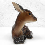Vintage Keramos Porcelain Fawn Deer Baby Bambi Animal Figurine 3 1/4", Signed, Made in Vienna Austria, Glossy