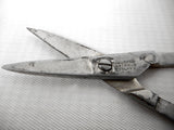 Antique Foldable Pocket Travel Sewing Scissors 3 1/4" signed Cowlishaw Sheffield England, Silver Plated, Hinged Finger Holes, Chatelaines