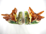 Vintage 1950's Ceramic Bookends Deer Fawn Bambi Baby Animal, Matchin Pair, Made in Japan, 6 X 4"