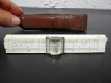 Vintage Mini Pocket Slide Rule from Japan 4", Original Leather Case, Hughes Owens #32