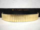 Vintage 1960's Extensible Watch Band Metal Bracelet 17 mm, Flag Pattern New Old Stock NOS, Gold