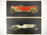 Vintage 1928 Mercedes-Benz and 1930 Lancia Dilambda Wall Plaques 11 X 5" Made in England