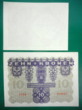 1922 Austria Banknote 2 and 10 Kronen UNC Uncirculated 1033 016027, Red and Purple
