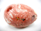 Vintage Rock Egg 2 3/8" Polished Fire Opal Rhyolite, Mexican Matrix Rock, Pink and White, Wood Base, Paperweight