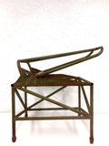 Vintage WWII Army Aircraft Artilleryman Chair 31", Folding Tube Metal Soldier Chair, Original Green, Military Airplane Gunning Turret