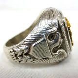 Large United States Navy Signet Ring Size 10.5, Sterling Silver 16.8 Grams, Embossed Gold American Eagle, USA Army Military