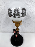 Vintage 1970's Charlie Chaplin Drunk Hobo Man Bar Lamp 16.5" Tall, White Milk Glass Globe Marked Bar, All Metal Version