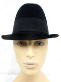 Vintage Executive Fedora Black Felt Hat Size 6 3/4 Small, 1 3/4 In Large Ribbon, Leather Sweatband, Red Feathers