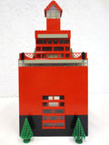 Vintage 1980s Tall 17" Lego Legoland Red Lighthouse Church with Terrasse, 550+ pieces, Red and Black, 4.4 Pounds