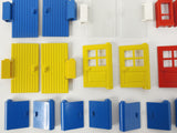 Vintage 1970's Lego Legoland 100+ Doors Windows and Shutters Parts Lot, Lego City House Building Sets, Red, Yellow and Blue