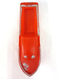 Vintage Red Toy Speed Boat Ship 15" Long Signed Lido New York, Thick plastic, Silver Details, Floats