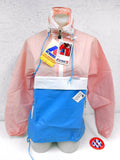 Vintage 1980’s K-Way Kway Jacket Windbreaker, Zip Up Waterproof Raincoat, Size 5, Model 126, Pink White Blue, New Old Stock NOS