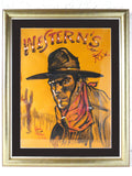 Vintage 1924 Cowboy Painting 24 X 18" by Gordon Kit Thorne, Watercolor Advertising for a 20th Century Fox Western Movie with William S Hart