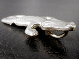 Vintage Alligator Crocodile Reptile Necklace Pendant 1 3/4", Silver Plated, Hook, For Necklace, Bracelet Charm or Brooch