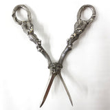 Antique Grapevine Raisin Shears Scissors 6.75", Heavy Silver Plated Finish, Very Ornate Handles with Grapevines, Hand Hammered, Sharp