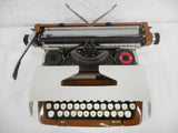 Vintage Smith Corona Classic 12 Portable Typewriter, Two Tone Brown Beige, Retro Mid Century Design, Original Case