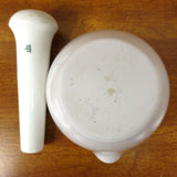 Vintage Pharmacy Chemistry Laboratory Mortar and Pestle 4" Dia. with Poorer, Made by Coors USA, Thick, White