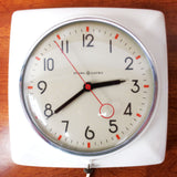 Vintage Mid Century 1950's General Electric Wall Clock 7X7" White, Red Seconds Hand, Futuristic Design