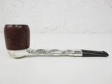 Vintage Mid Century Estate Tobacco Pipe by Kool Smoke England 5 3/4", Removable Wood Bowl, Ribbed Silver Nylon Body