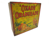 Vintage Oxade Orangeade Juice Tin Box Advertising 7" by OXO London England, Double Sided Lid, Orange Drinks, Sachets