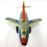 Vintage WWII Tin Toy Litho Airplane F-104 Fighter Jet by Haji Japan, Small 5 1/2", United States Air Force USAF