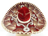 Vintage 23" Red Felt Sombrero Signed Calidad, Adult Medium Hat Size 7 1/8" 57 cm 22 1/4", Mexican Mariachi Hat