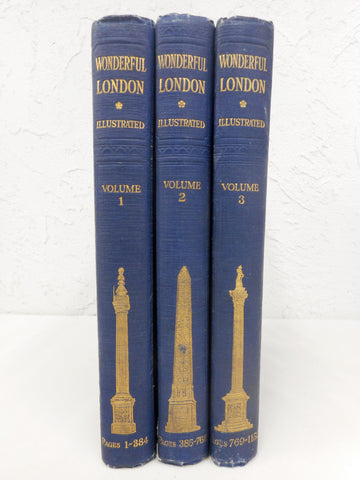 Antique 1910 Wonderful London Illustrated Books 1st Edition by St. John Adcock Complete 3 Volumes, 1200 Photogravures, Illustrations, Maps