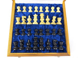Handmade Luxury Chess Game Box 8X8", Wooden Box, Marble Top and Complete Chess Pieces, Portable, Latches