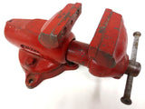 Vintage York Baby Bullet Type Vise Vice 2.5" Jaws model 80, Original Red, Bench Type Vise, Rotating Base
