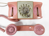 Vintage Retro 1980's Pink Rotary Dial Phone signed Starlite, Automatic Electric Ringer, Type 182 A, With Original Wires