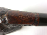 Vintage Estate Brigham 224 Curved Tobacco Pipe 5 3/4" Long, Rock Grain Wood Carvings, Aluminum Filter, Brigham 2 Dot System
