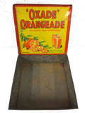 Vintage Oxade Orangeade Juice Tin Box Advertising 7" by OXO London England, Double Sided Lid, Orange Drinks, Sachets